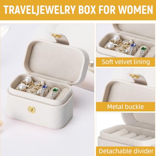 MAYCREATE® Ring Box Travel Jewelry Organizer Boxes for Rings Ear Studs 4 Slots Design Soft Plush Liner Snap Button Closure MAYCREATE® Ring Box Travel Jewelry Organizer Boxes for Rings Ear Studs 4 Slots Design Soft Plush Liner Snap Button Closure